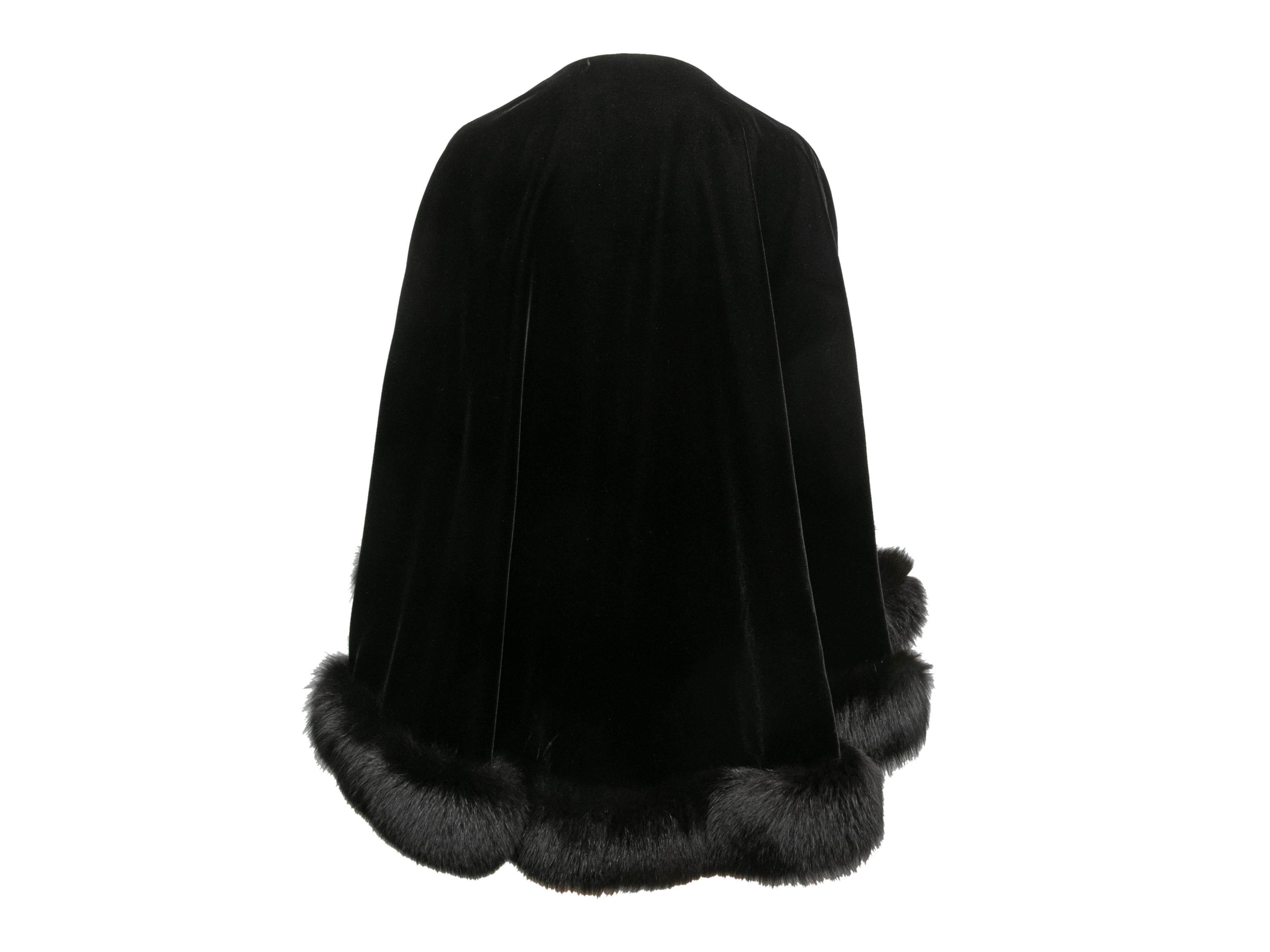 Black J. Mendel Velvet & Fox Fur-Trimmed Shawl Size O/S In Good Condition In New York, NY