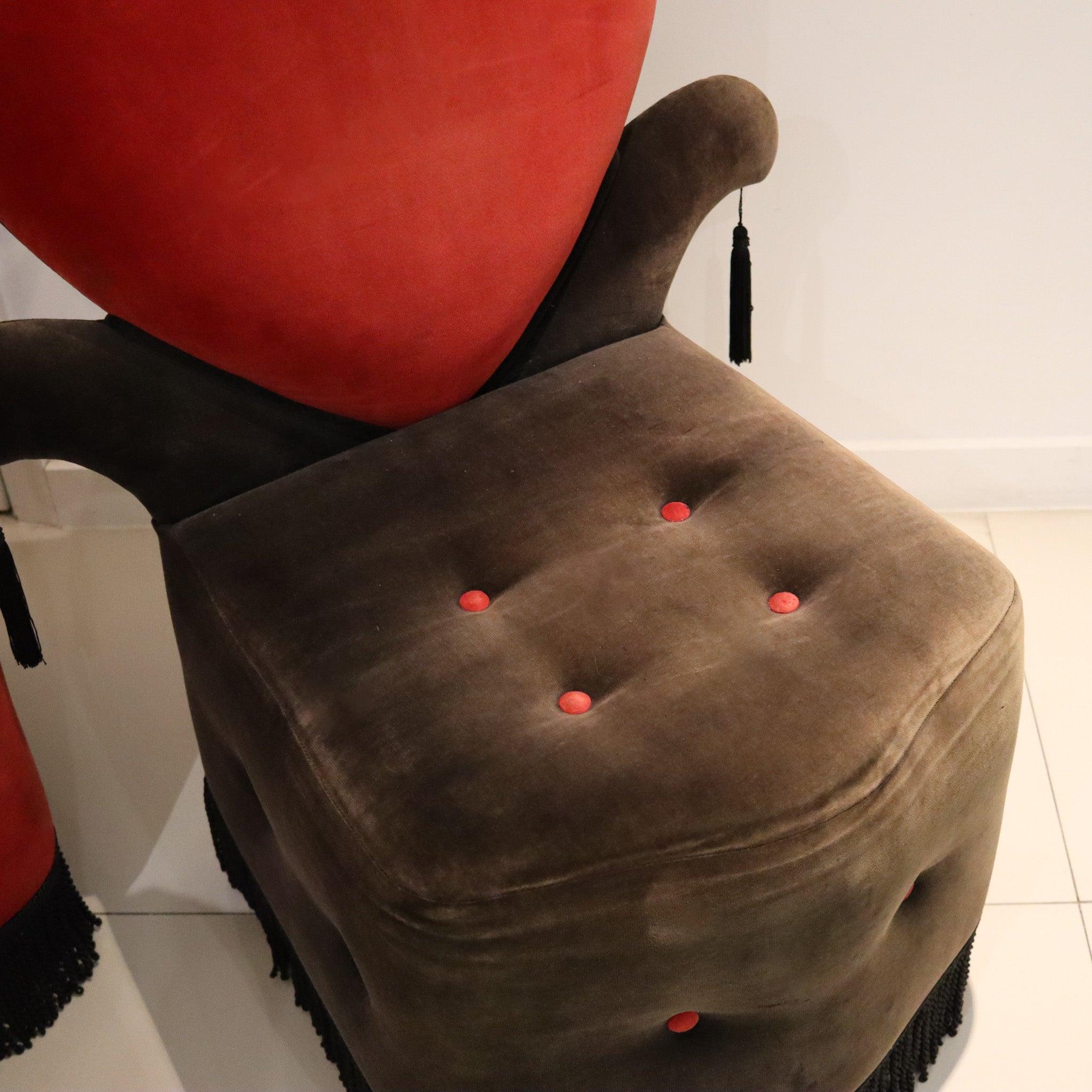 BLACK JACK 1970 Set of Four Large Vintage Playing Card Suit Red & Black Chairs For Sale 5