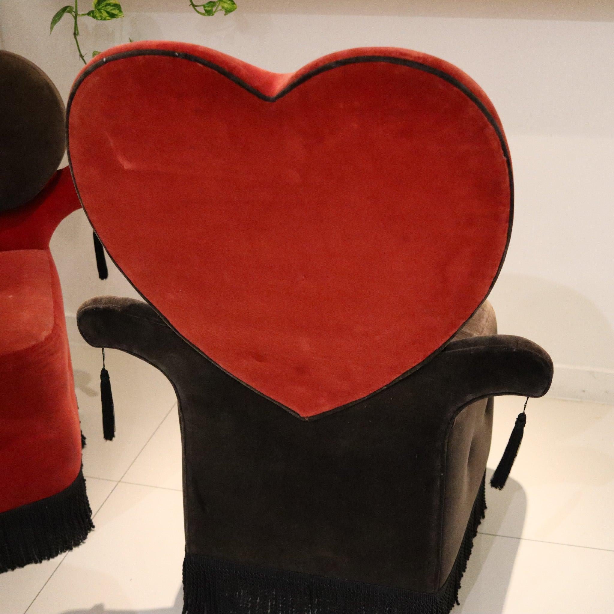 BLACK JACK 1970 Set of Four Large Vintage Playing Card Suit Red & Black Chairs For Sale 9