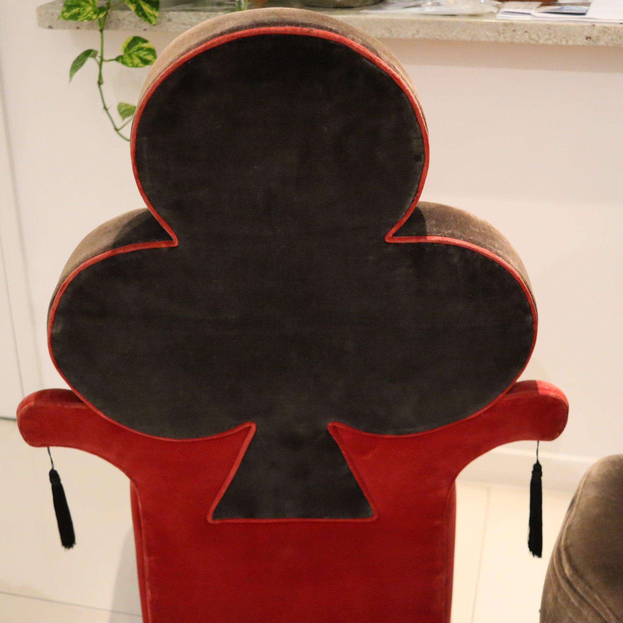 BLACK JACK 1970 Set of Four Large Vintage Playing Card Suit Red & Black Chairs For Sale 10