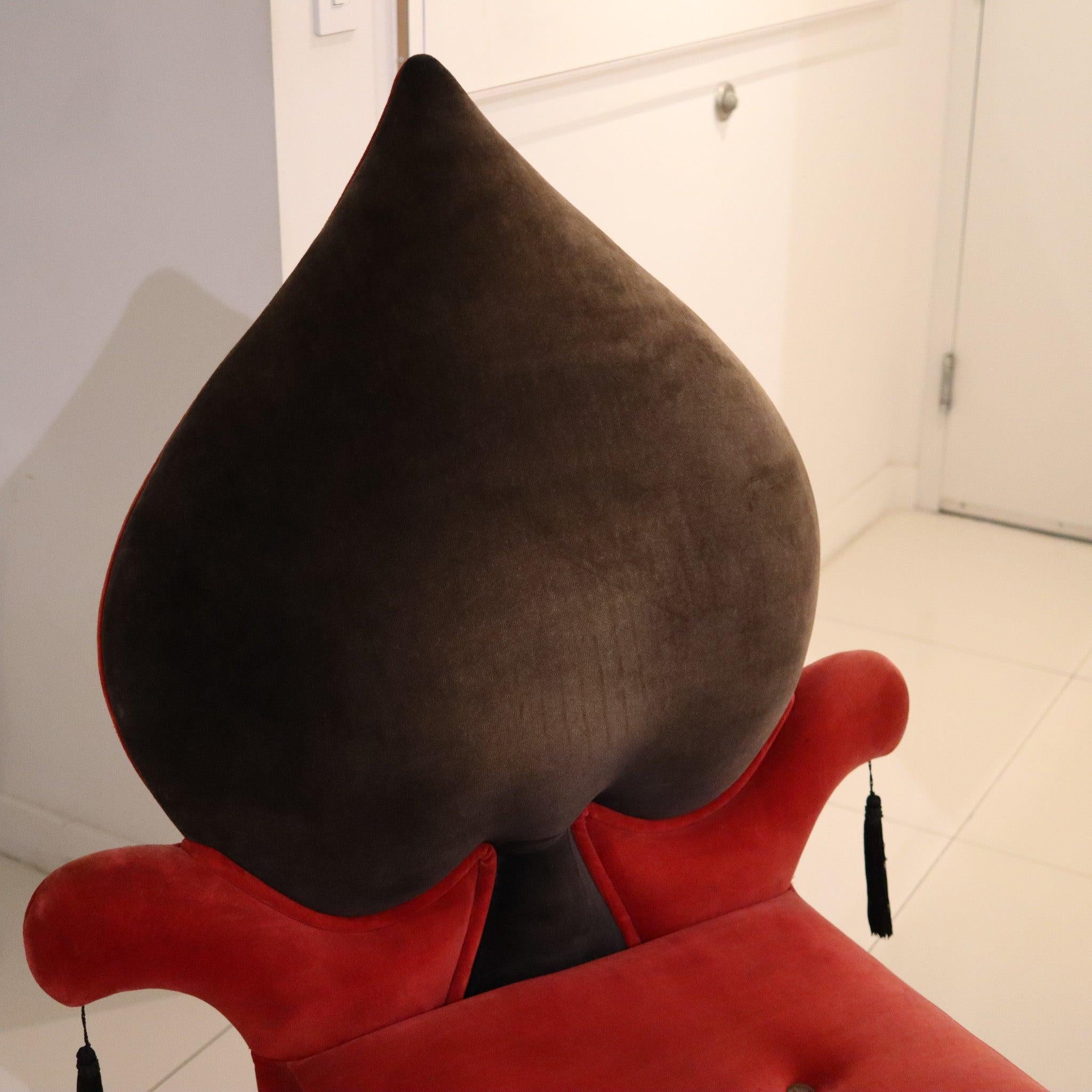 Mid-Century Modern BLACK JACK 1970 Set of Four Large Vintage Playing Card Suit Red & Black Chairs For Sale