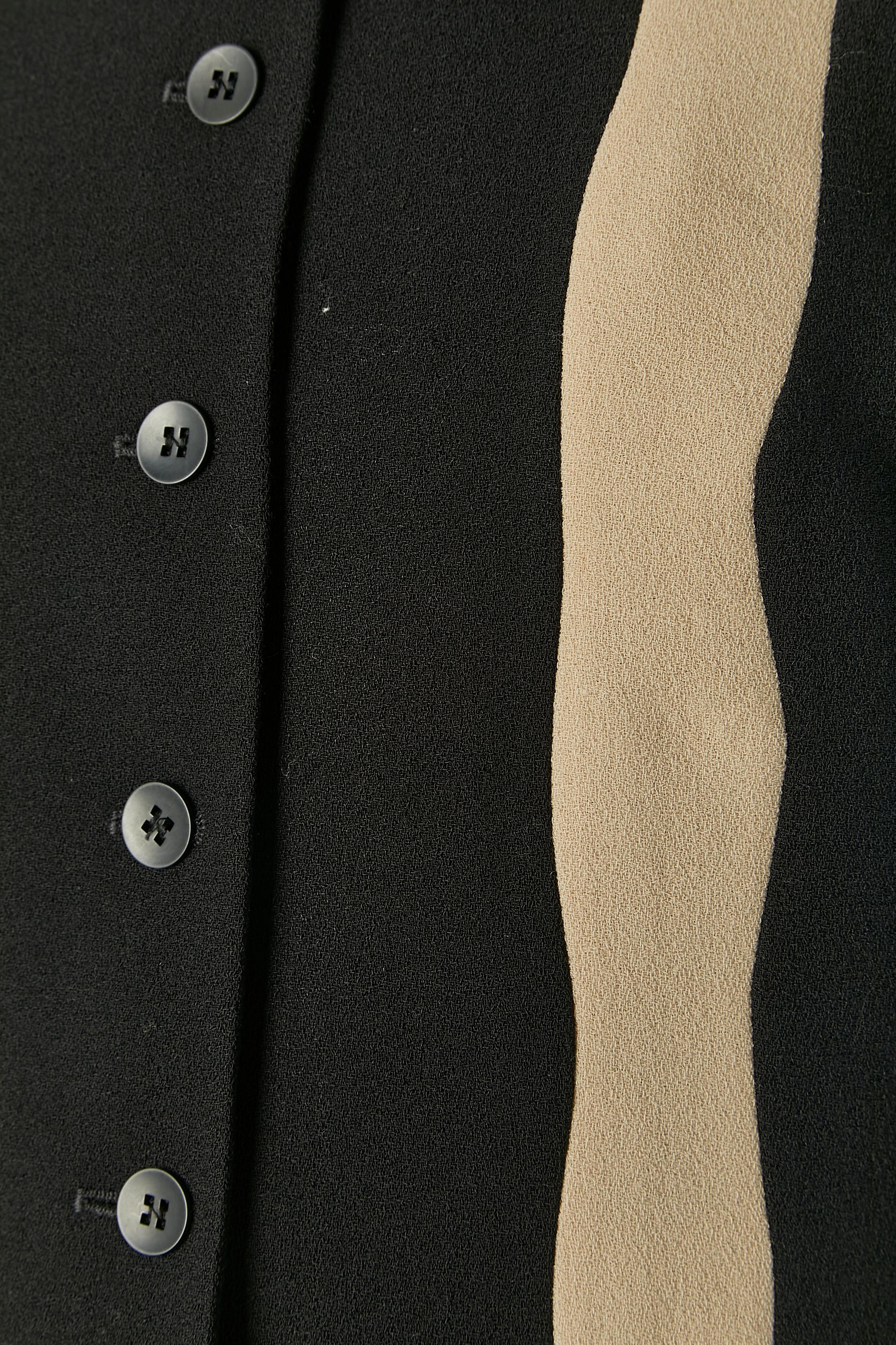 Black jacket and dress ensemble Louis Féraud Circa 1970's In Excellent Condition For Sale In Saint-Ouen-Sur-Seine, FR