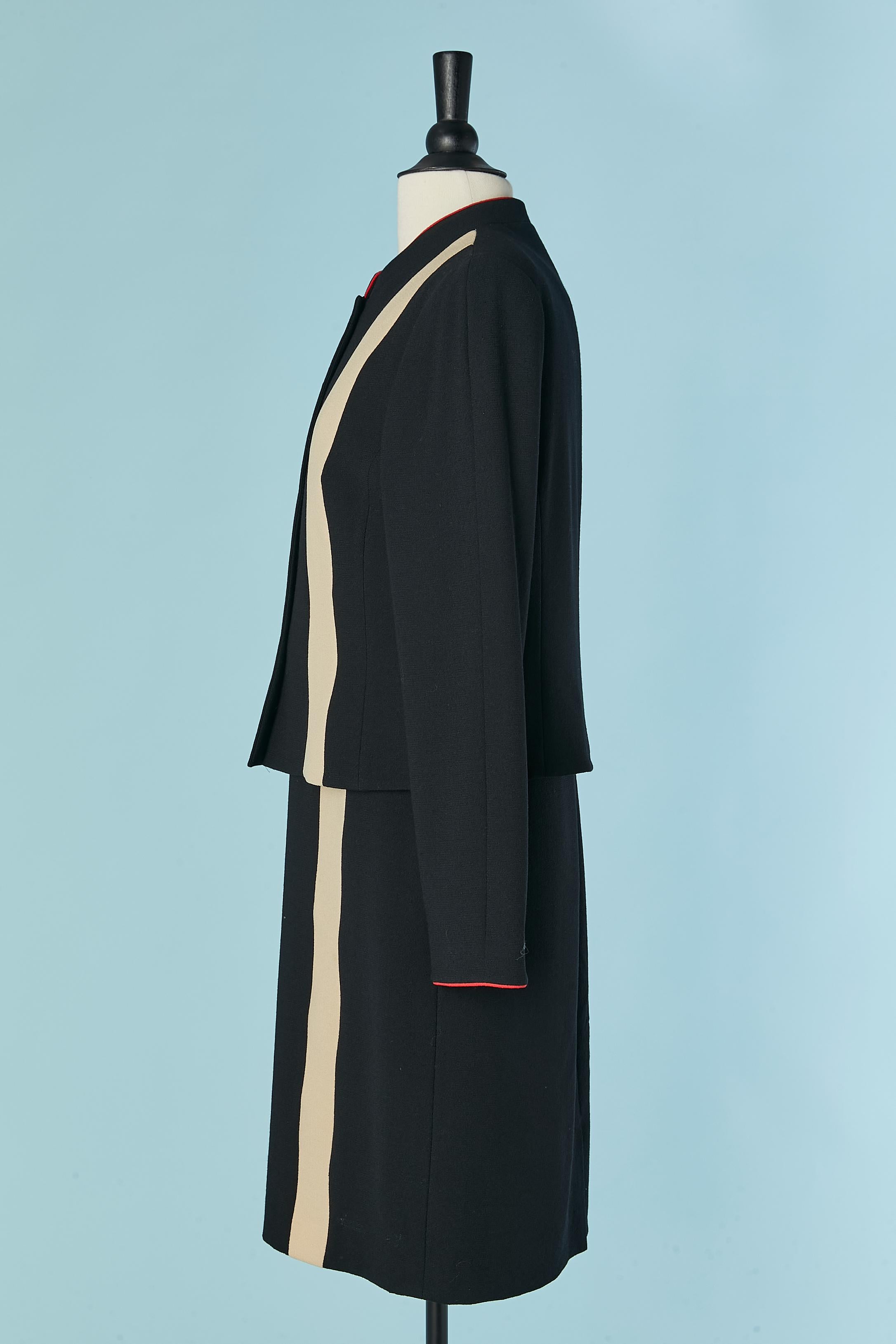 Women's Black jacket and dress ensemble Louis Féraud Circa 1970's For Sale