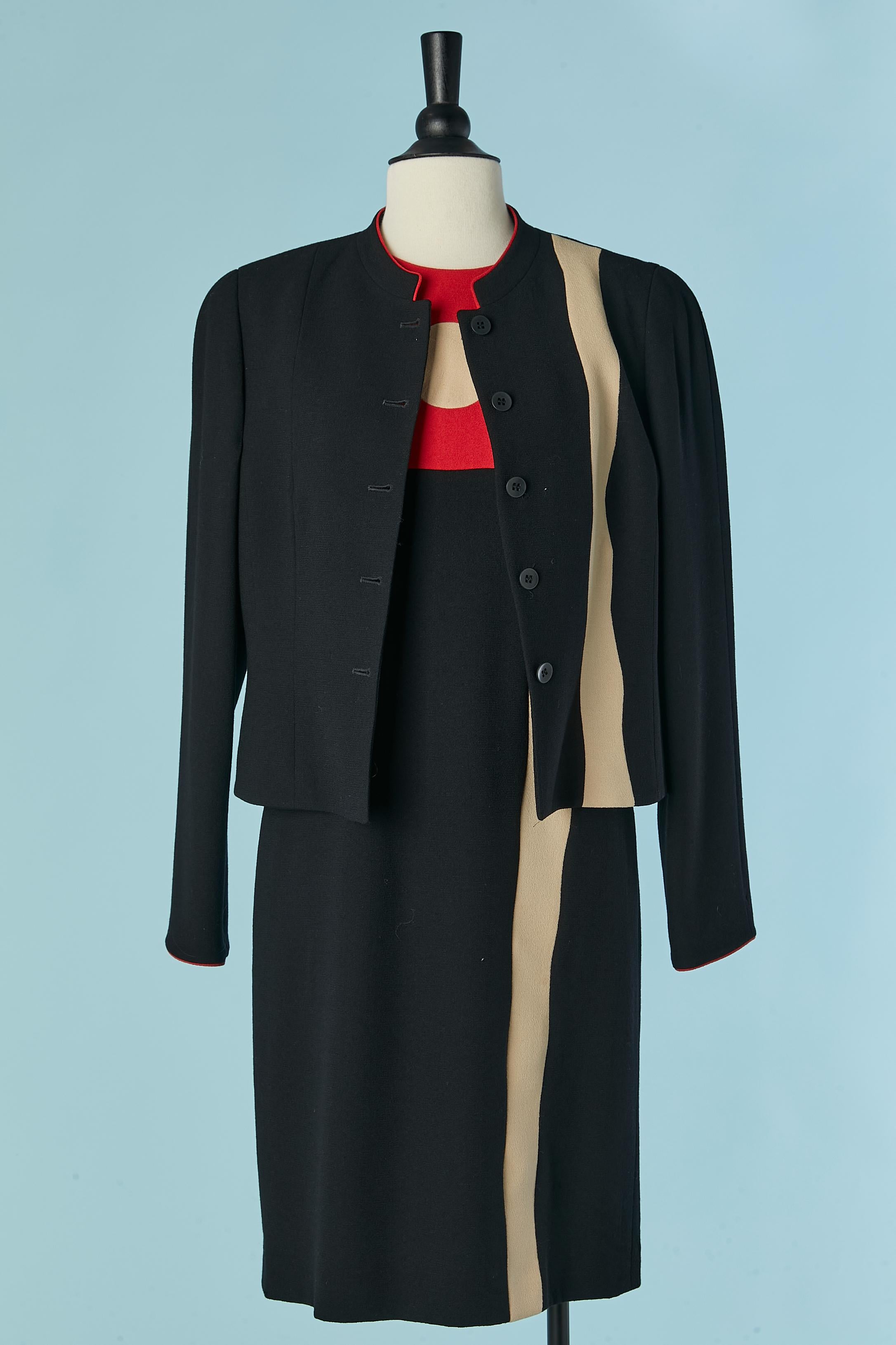 Black jacket and dress ensemble Louis Féraud Circa 1970's For Sale 2