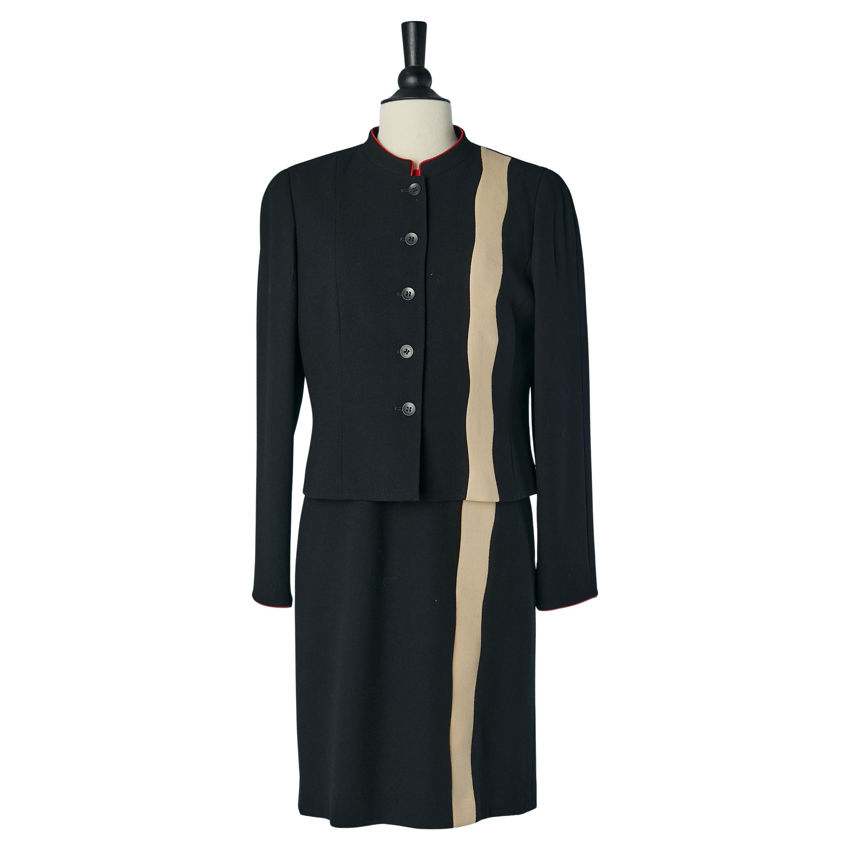 Black jacket and dress ensemble Louis Féraud Circa 1970's For Sale