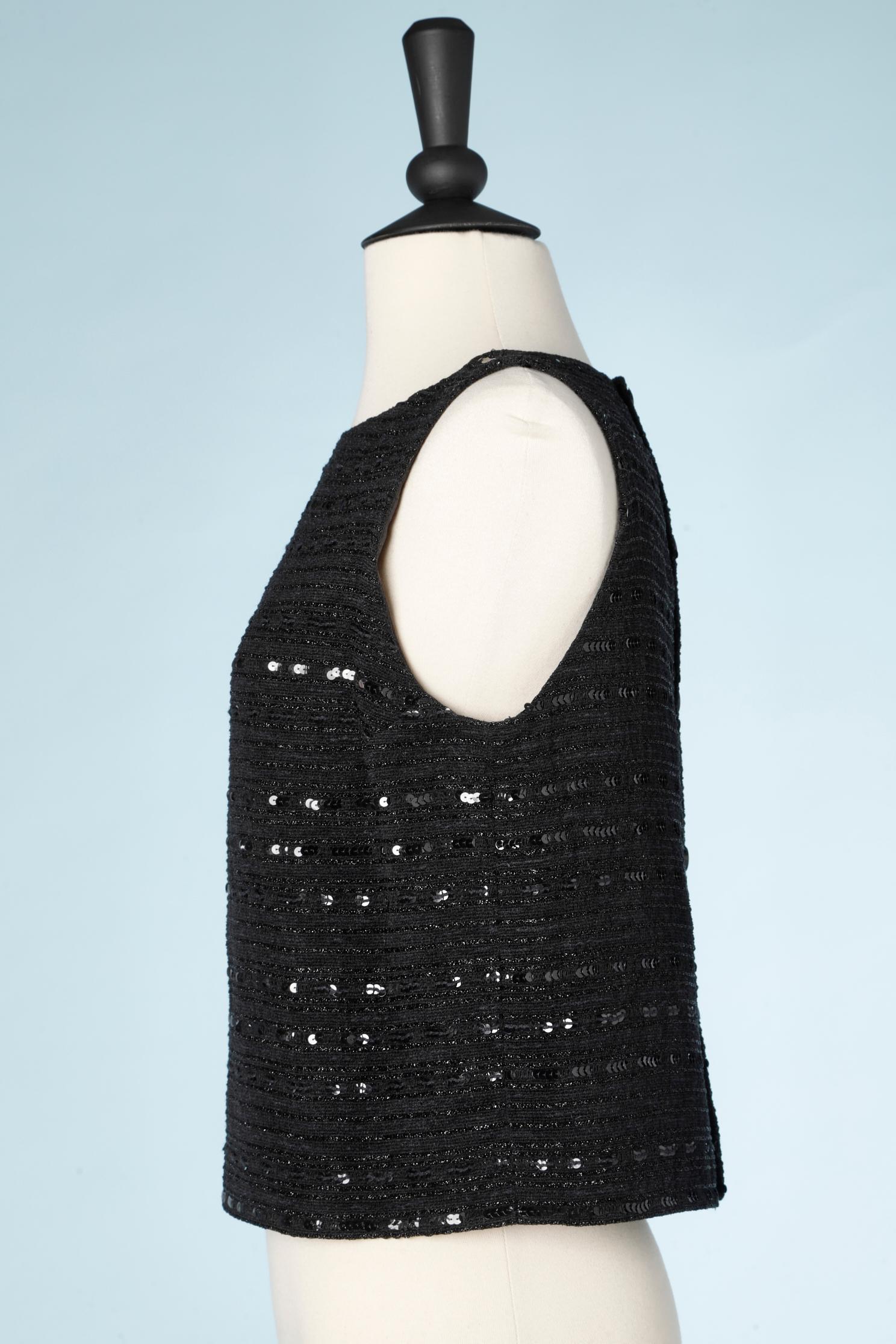 Giacca nera e top in lana, lurex e paillettes Chanel in vendita 4