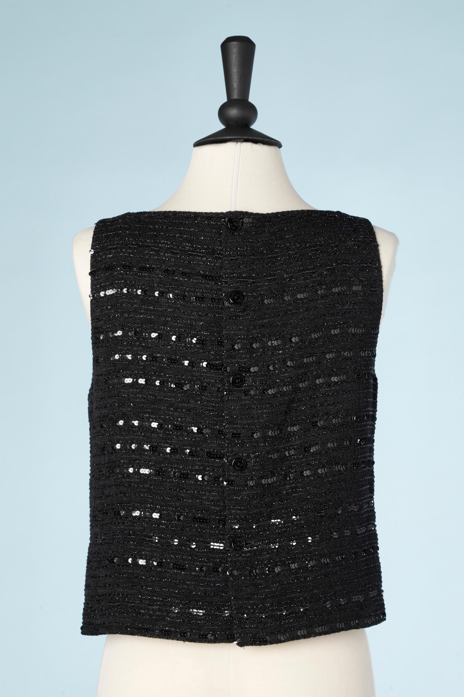 Black jacket and top ensemble in wool, lurex and sequins Chanel  For Sale 6