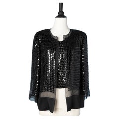 Black jacket and top with black plastic pellet on a chiffon base Chanel 