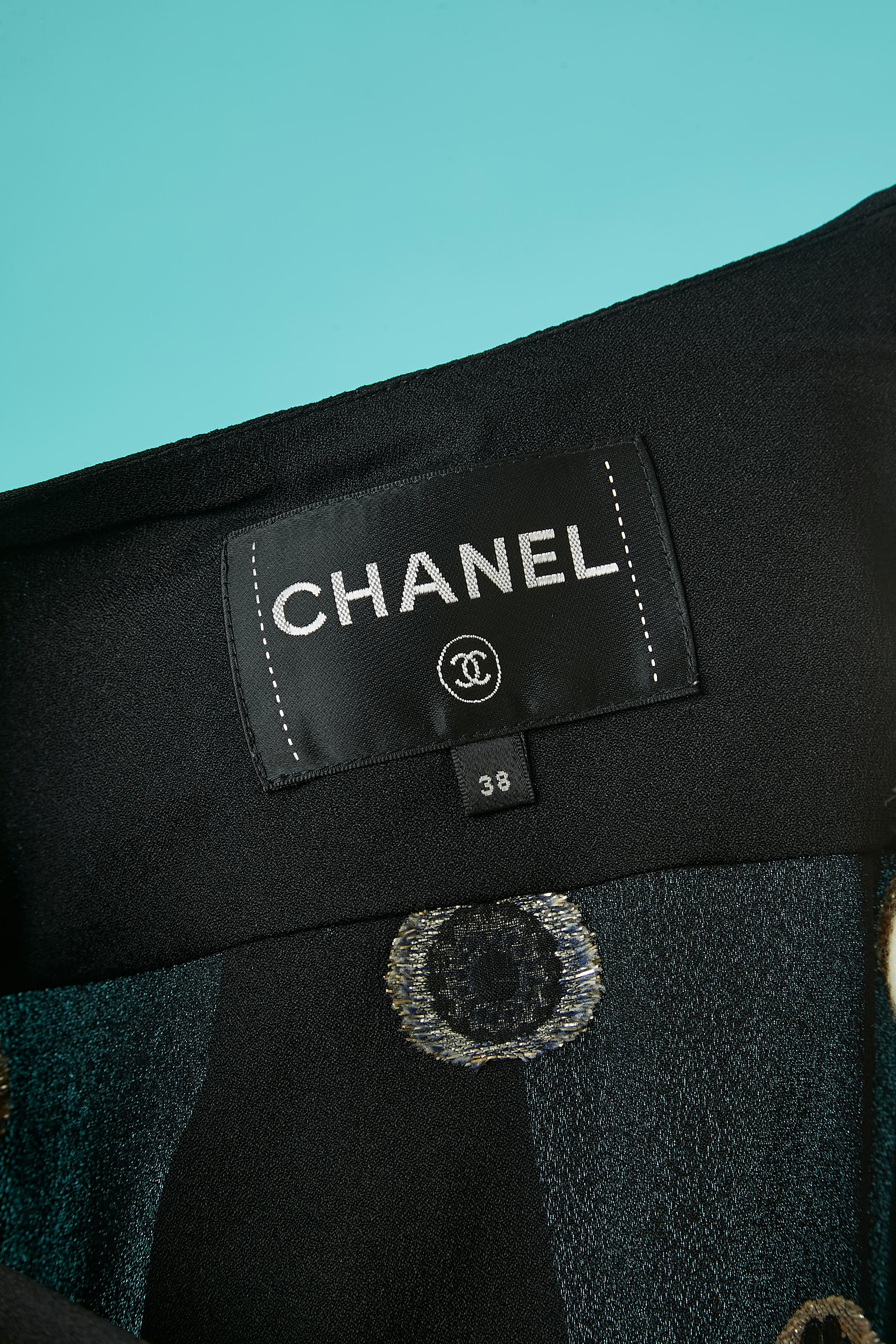 Black jacket and trouser ensemble with embroideries and gather Chanel  For Sale 7