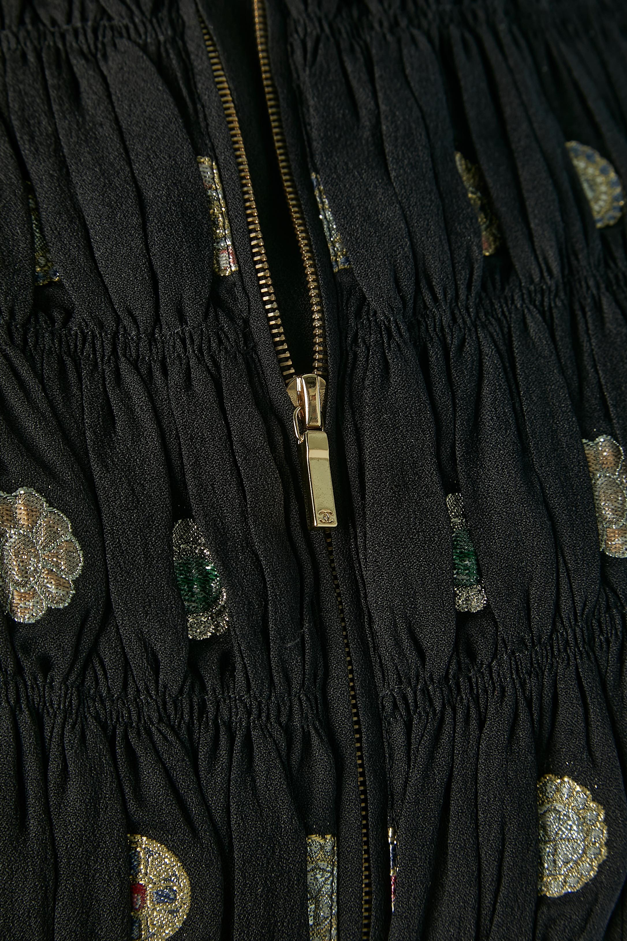 Black jacket and trouser ensemble with embroideries and gather Chanel  In Excellent Condition For Sale In Saint-Ouen-Sur-Seine, FR