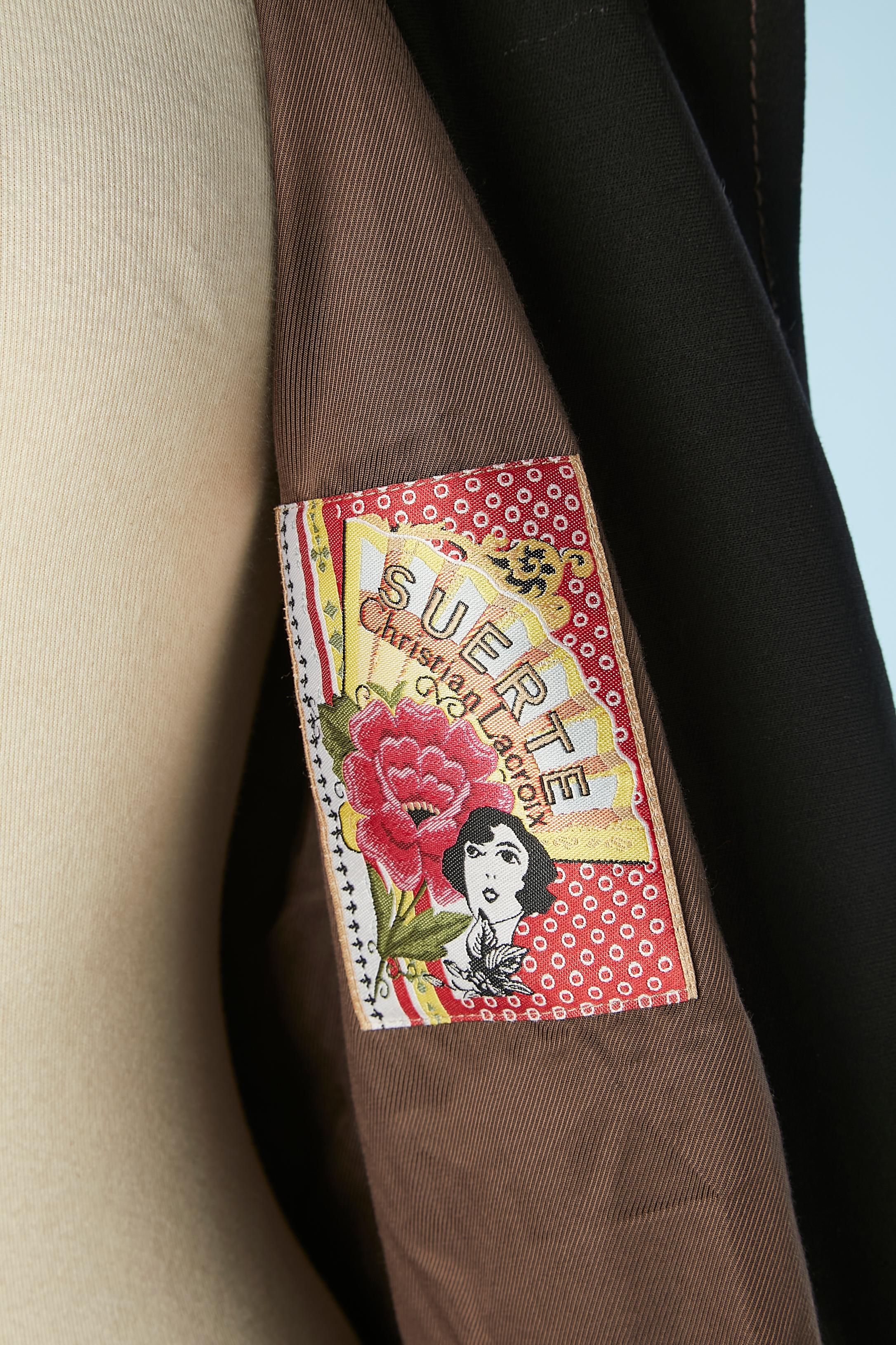 Black jacket and wrap printed silk skirt ensemble Christian Lacroix Bazar  For Sale 4