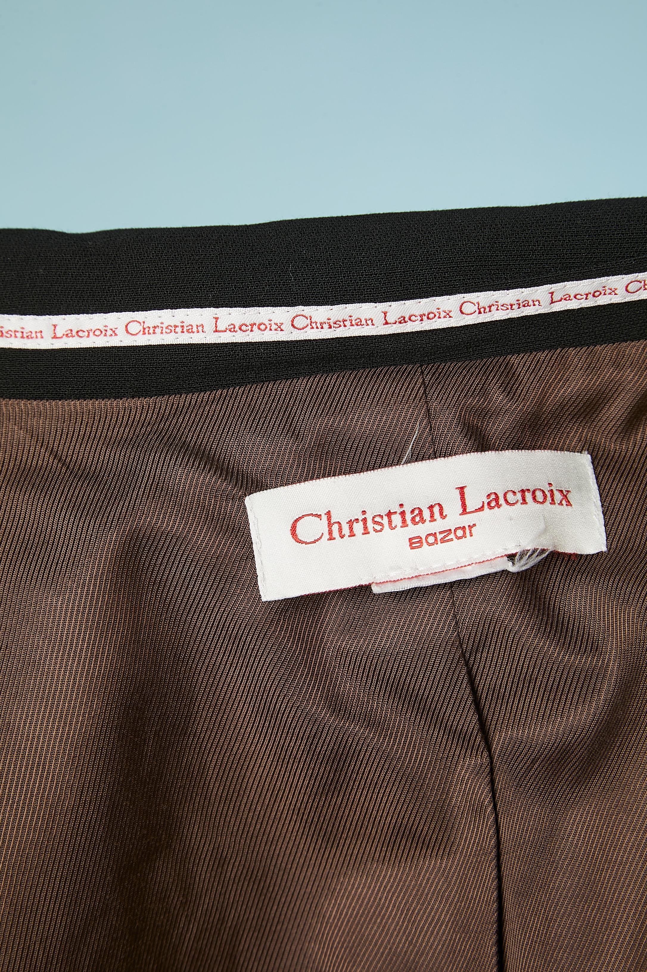 Black jacket and wrap printed silk skirt ensemble Christian Lacroix Bazar  For Sale 5