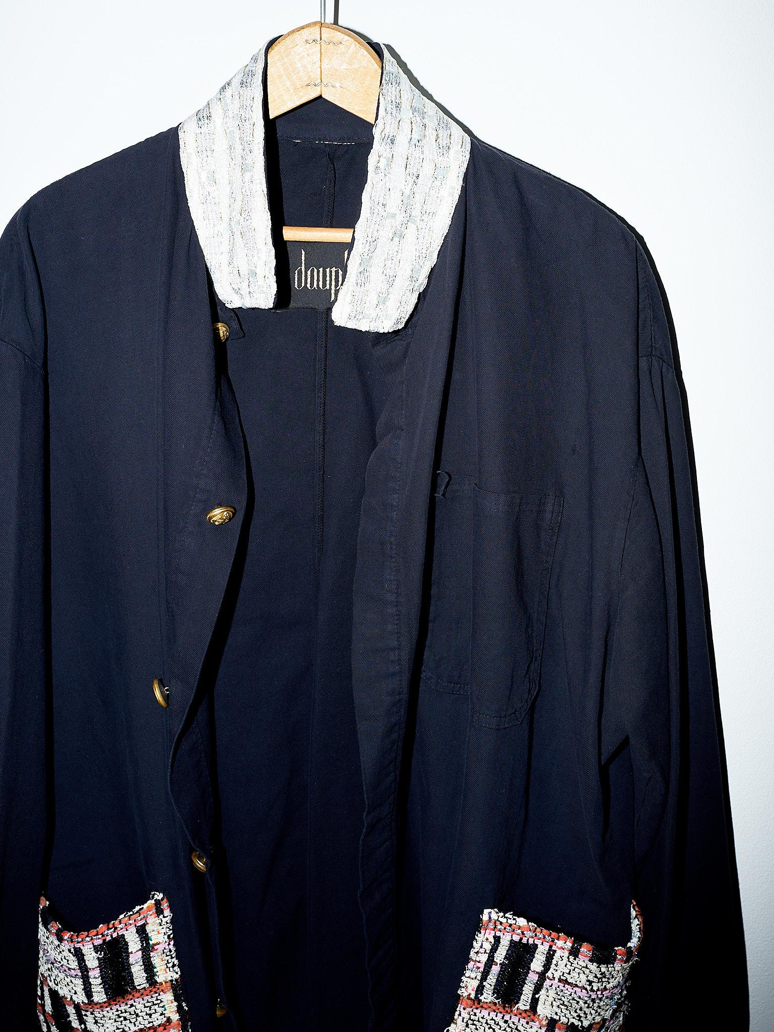 Black Jacket Lurex Tweed Pockets Large Cotton J Dauphin In New Condition In Los Angeles, CA