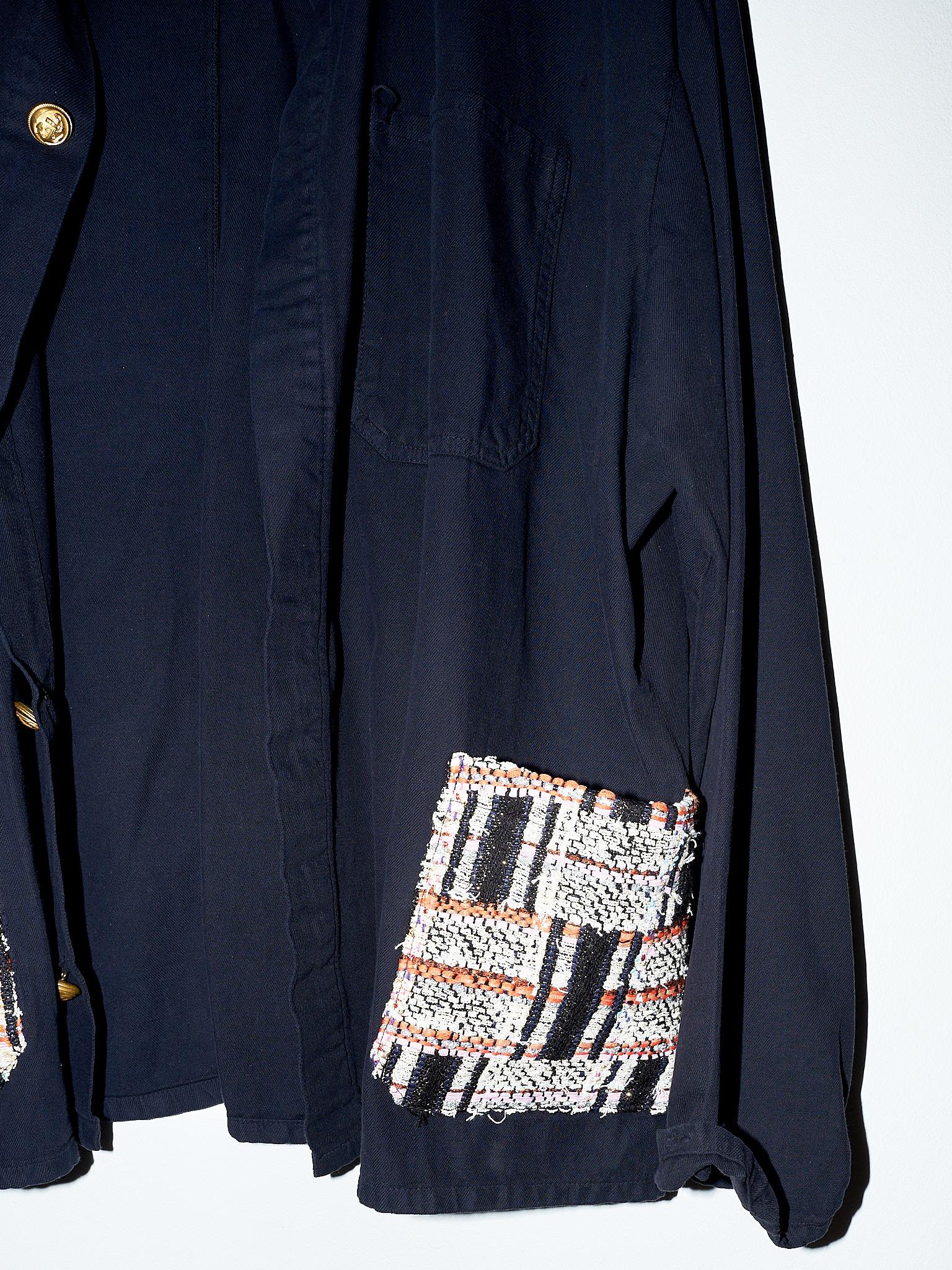 Women's Black Jacket Lurex Tweed Pockets Large Cotton J Dauphin