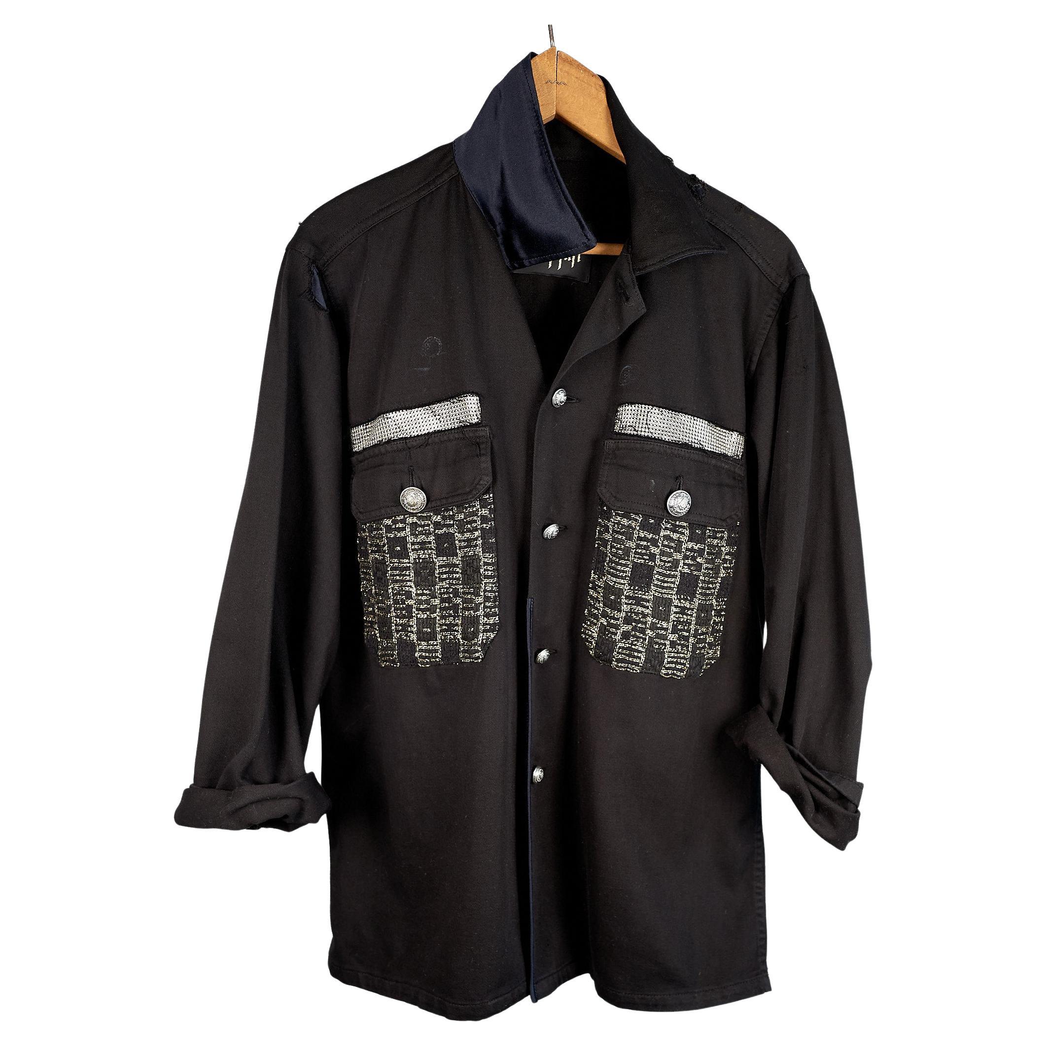 Black Military Jacket Gold Buttons Black Gold Tweed Black White Tweed J