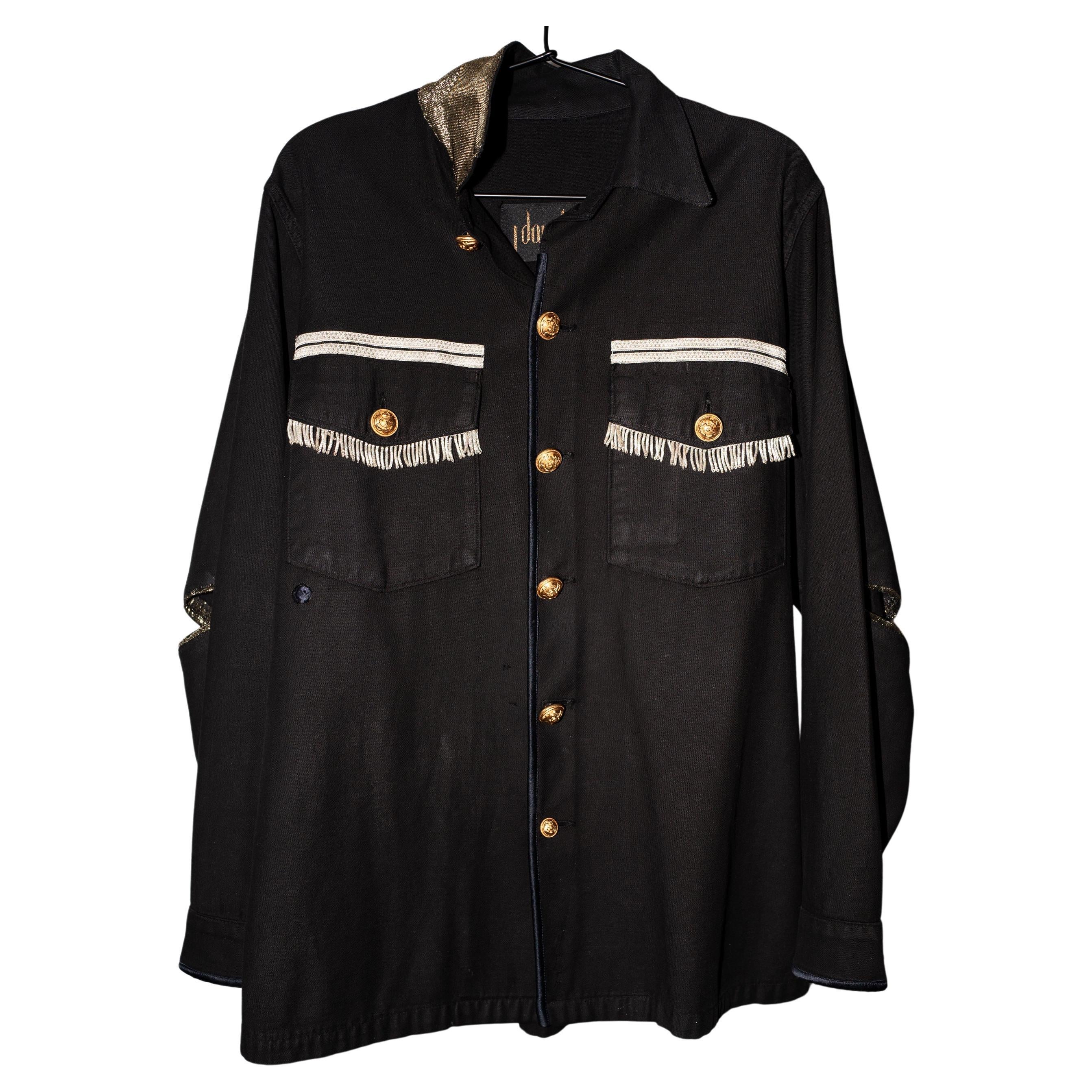 Black Jacket Remade US Military Vintage Gold Buttons Bullion Fringes Braid For Sale
