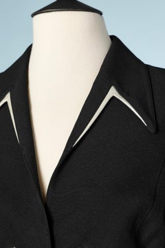 Black jacket with a cutting work and ivory satin embeded Thierry Mugler