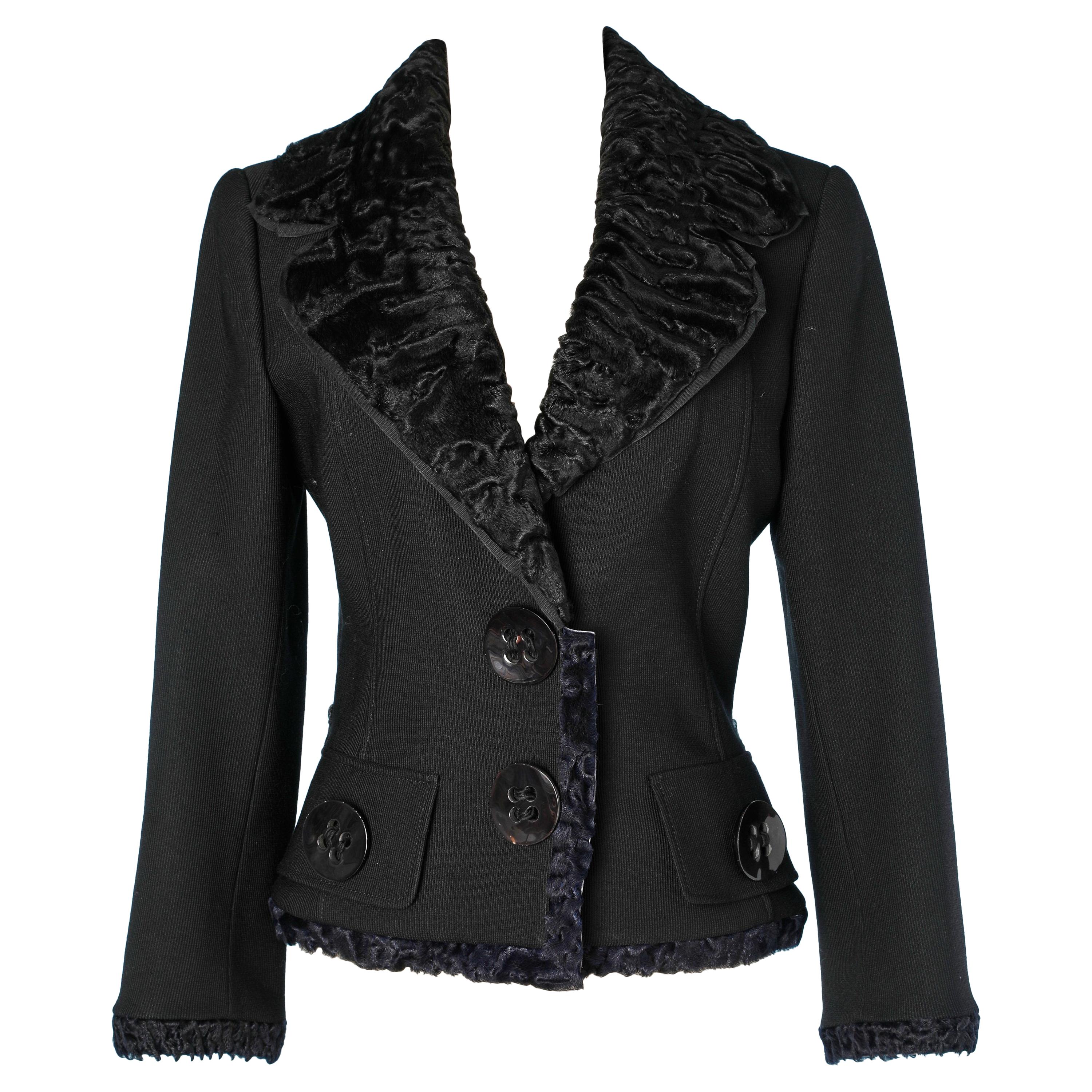 Black jacket with furs collar Dolce & Gabbana 