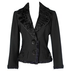 Vintage Black jacket with furs collar Dolce & Gabbana 