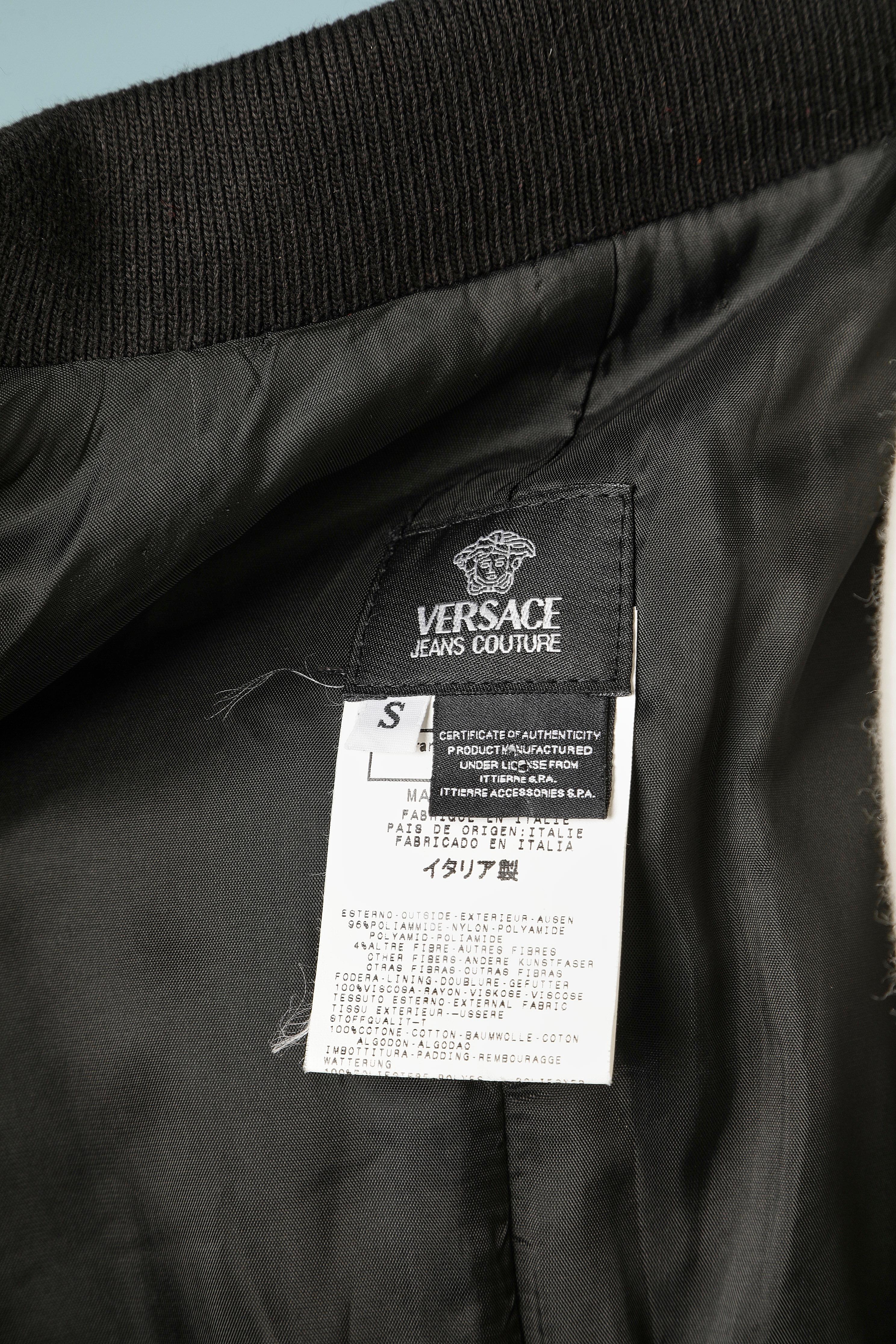 Black jacket with knit parts and zip in the middle front Versace Jeans Couture  For Sale 1