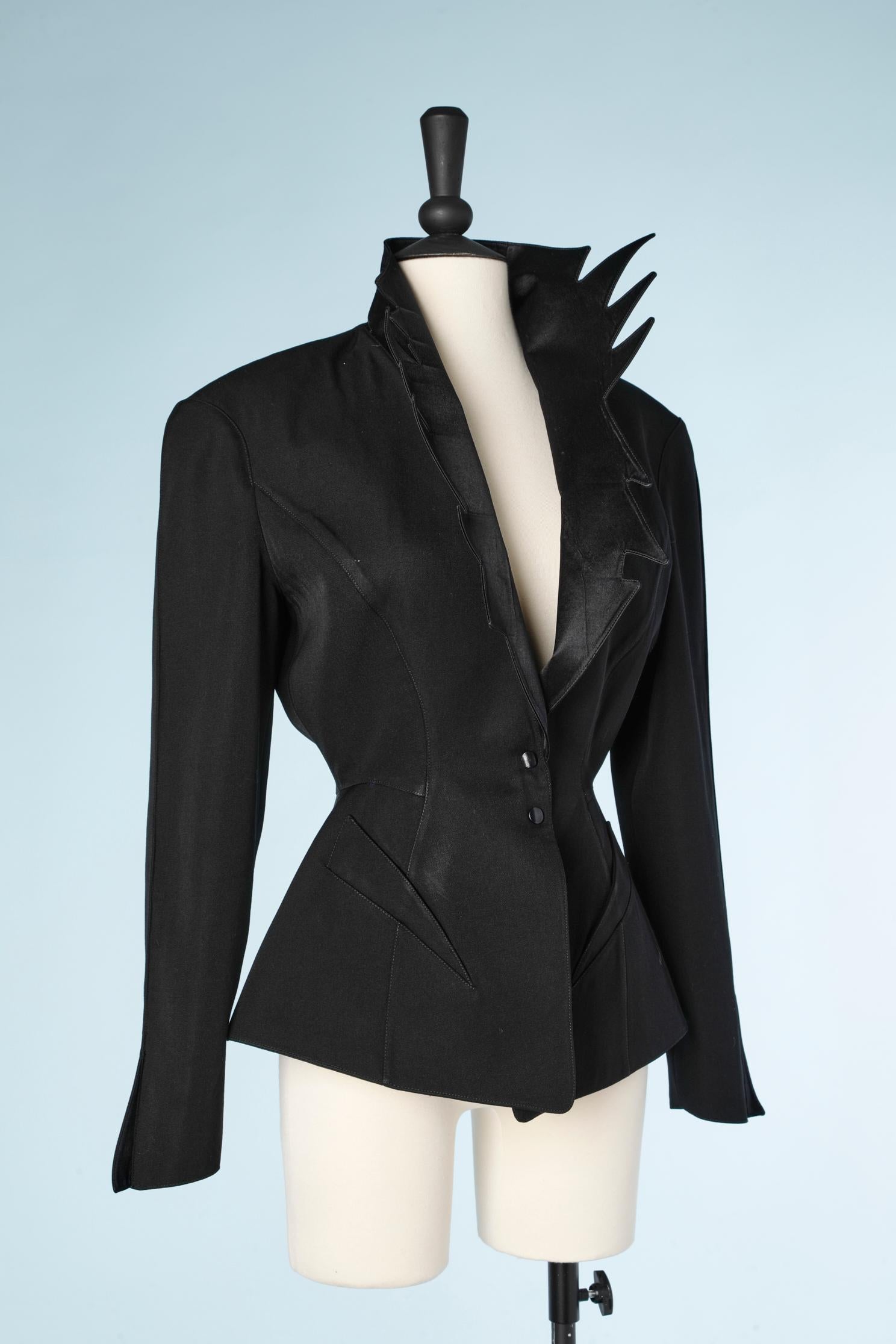  Black jacket with notched satin collar  Thierry Mugler  For Sale 2