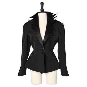 Thierry Mugler Black Jacket with Notched Satin Collar   