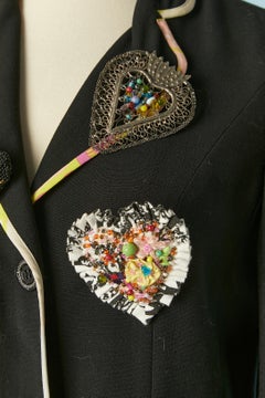 Black jacket with piping and brooches embellishment Christian Lacroix BAZAR