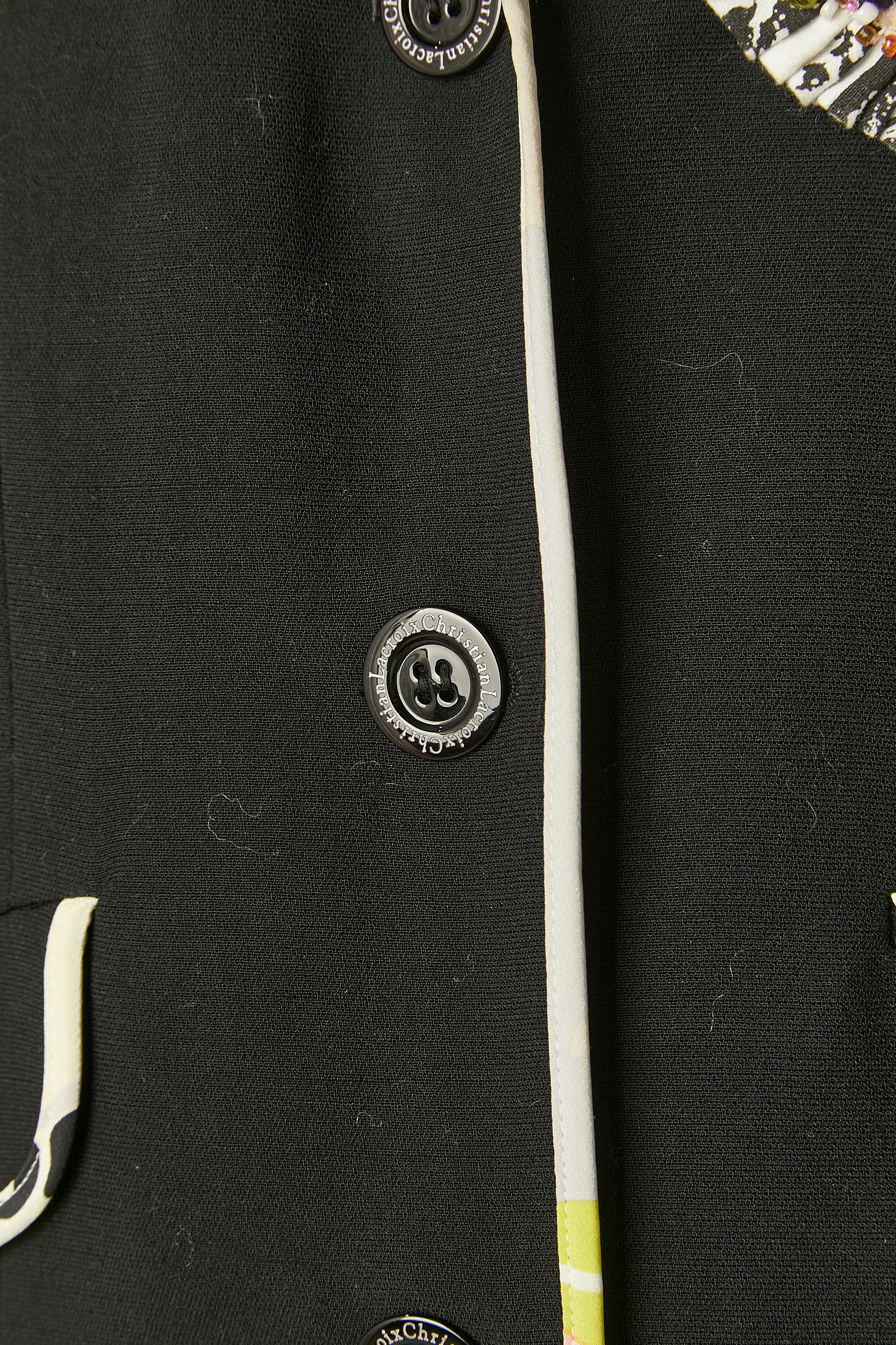 Schwarze Jacke mit Paspelierung und Broschenverzierung Christian Lacroix BAZAR Damen im Angebot