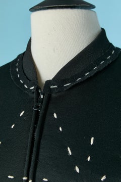 Black jacket with white thread topstitching MARITHE & FRANCOIS GIRBAUD