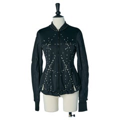 Black jacket with white thread topstitching MARITHE & FRANCOIS GIRBAUD