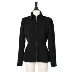 Black jacket with zip and metallic star MUGLER 