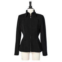 Black jacket with zip and metallic star MUGLER