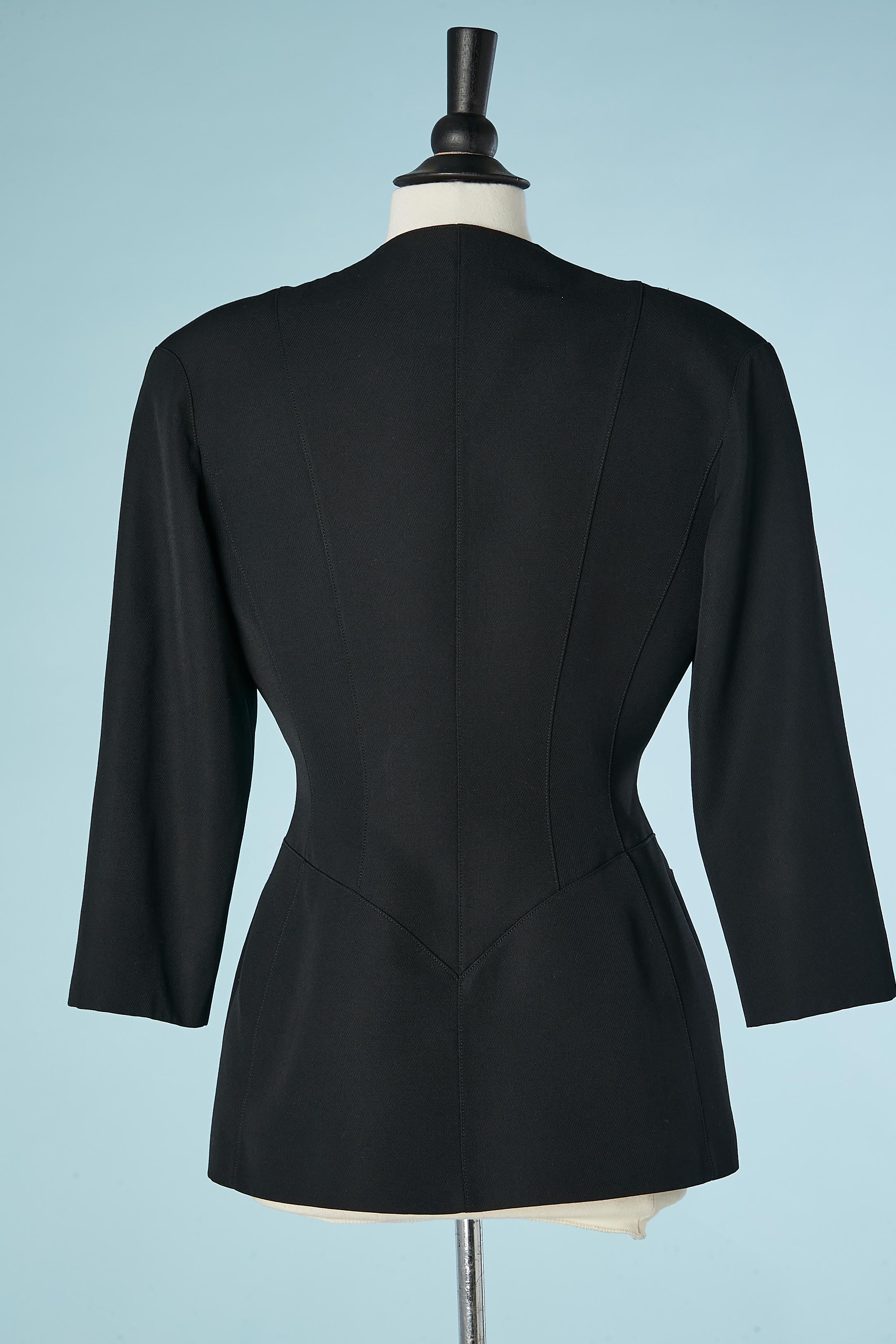Black jacket with zip closure and cut-work Mugler  For Sale 1