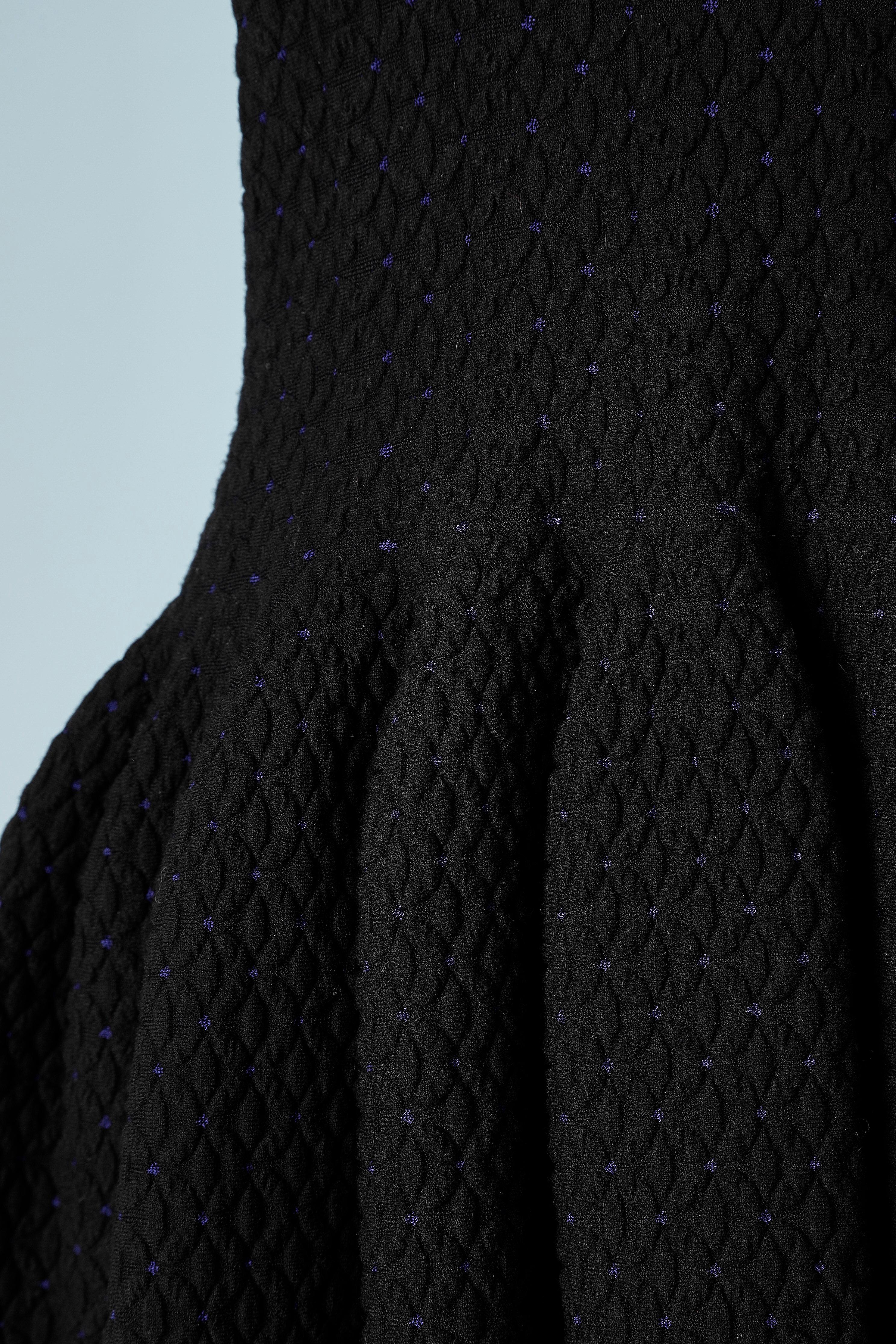 Vestido negro de punto jacquard con mangas cortas AlaÏa Negro en venta
