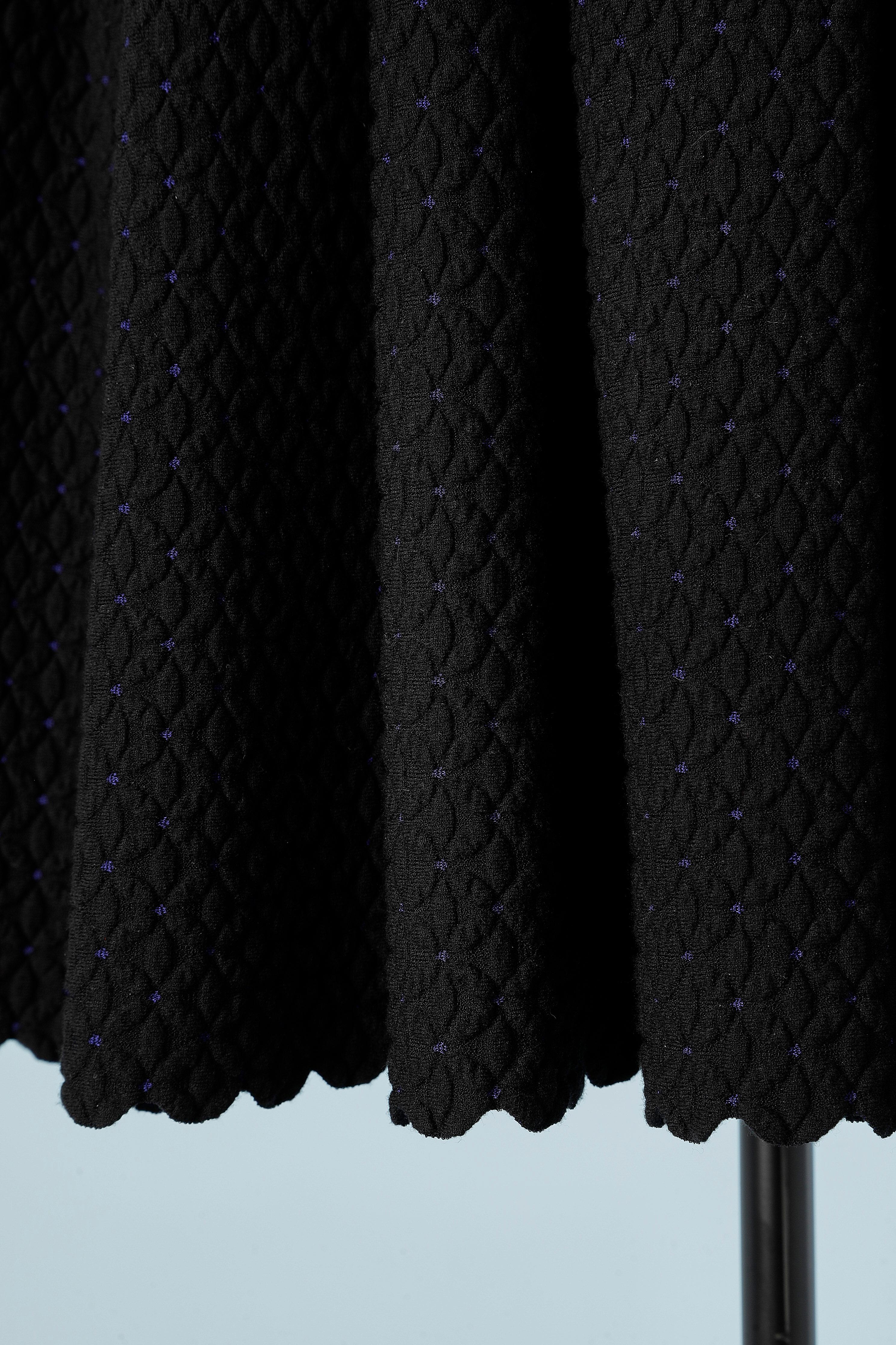 Vestido negro de punto jacquard con mangas cortas AlaÏa en Excelente estado para la venta en Saint-Ouen-Sur-Seine, FR