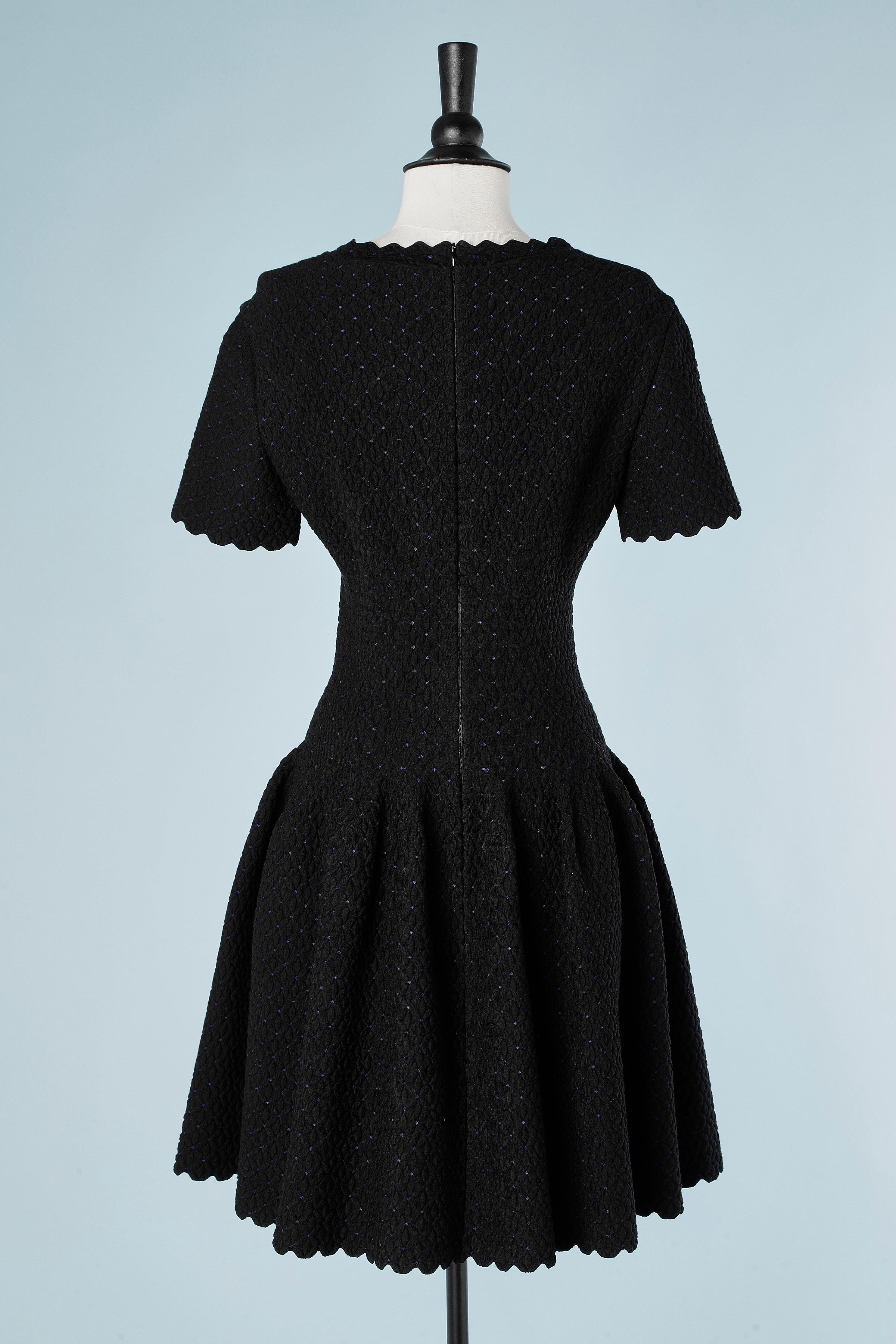 Women's Black jacquard knit dress with short sleeves AlaÏa For Sale