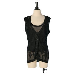 Black jacquard rayon Vest and tank-top Twin-set ensemble CHANEL
