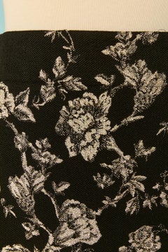 Black jacquard skirt with gold lurex flower pattern CHRISTIAN DIOR
