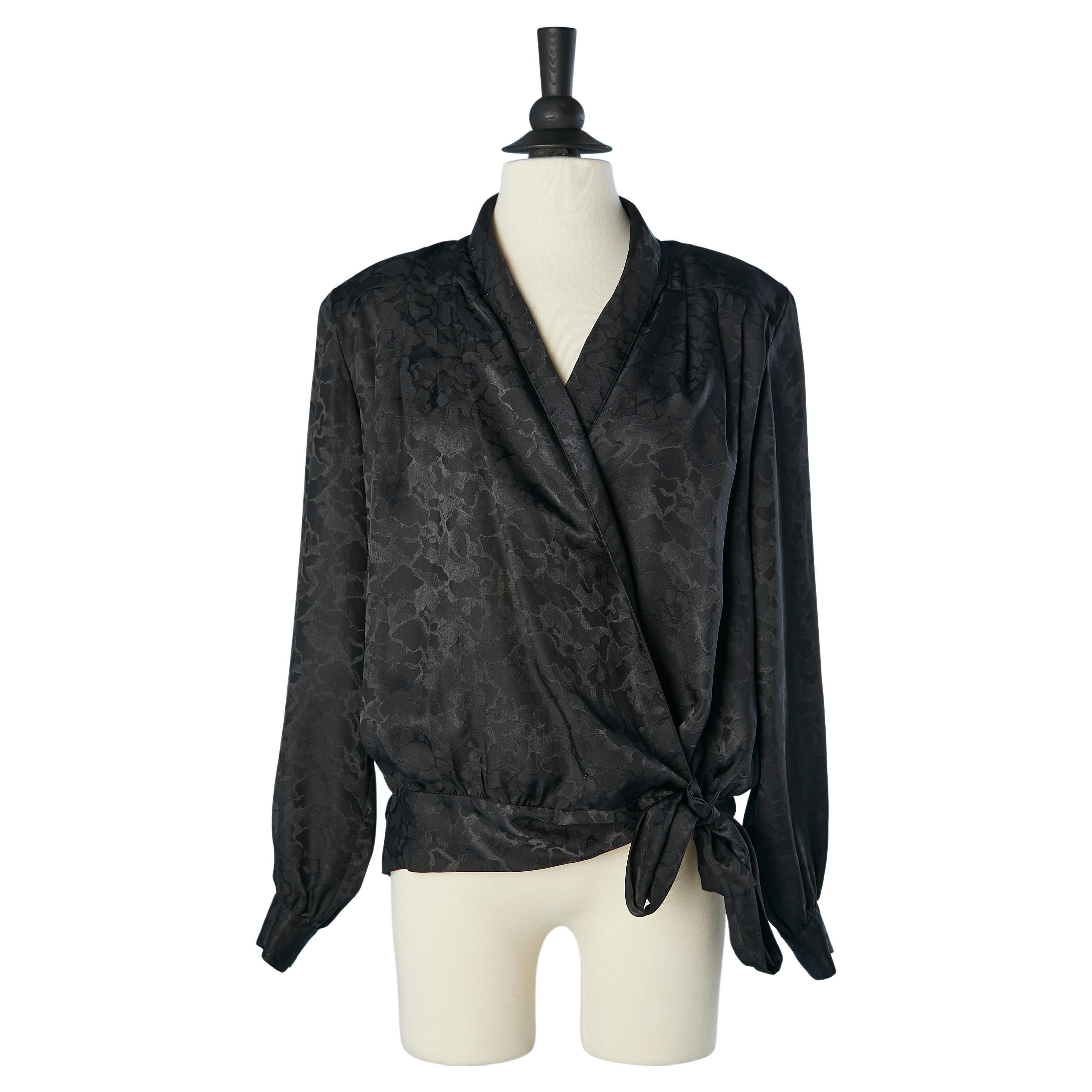 Black jacquard wrap shirt Nina Ricci " CHARME"  For Sale
