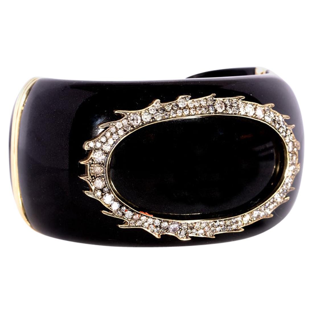 Sylva and Cie Black Jade Cuff Bracelet with Diamonds For Sale at 1stDibs black cuff bracelet