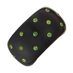 Black Jade Demantoid Garnet Cuff Bracelet
