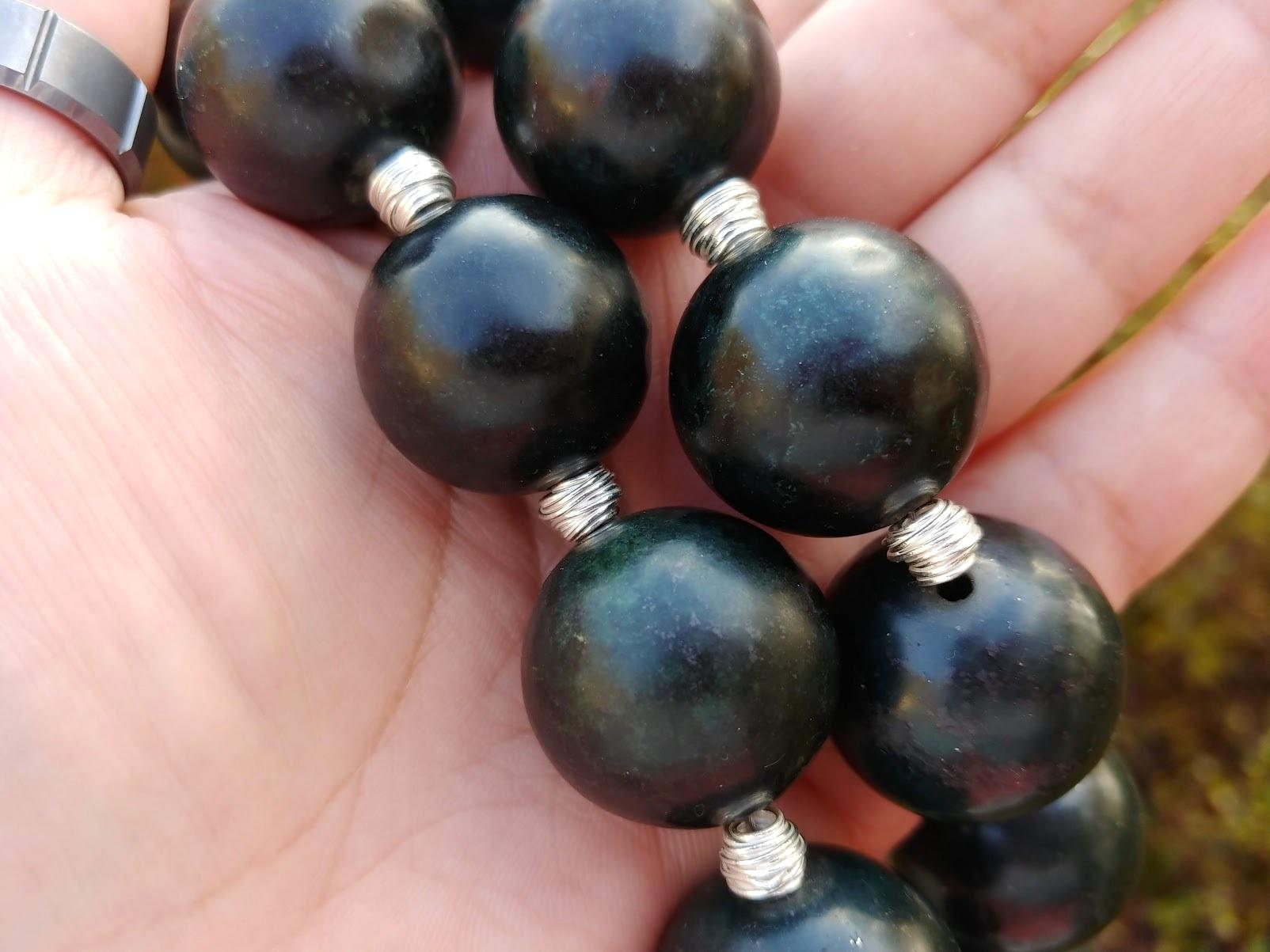 Black Jade Necklace, Eastern Pamir Nephrite For Sale 4