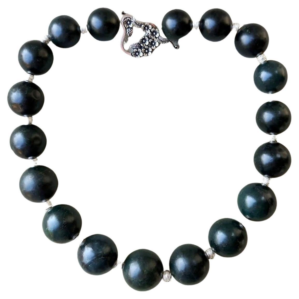 Black Jade Necklace, Eastern Pamir Nephrite For Sale