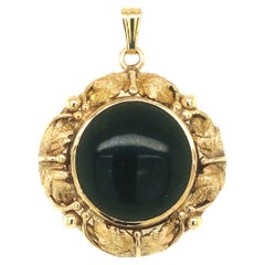 Black Jade Pendant in 14k Yellow Gold
