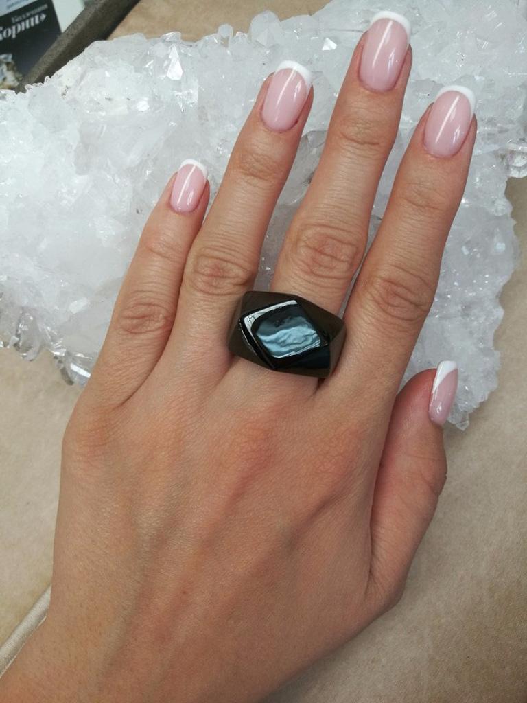 Artisan Black Jade Solid Ring Rare Midnight Tulip Flower Natural Gemstone Queen of Night For Sale