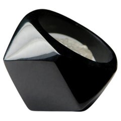 Anillo Sólido de Jade Negro Raro Flor de Tulipán de Medianoche Gema Natural Reina de la Noche