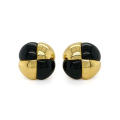 Black Jade Yellow Gold Corner Quartet Earrings