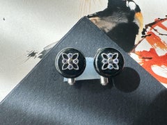 Black Jadeite & Sterling Silver Cufflinks with Blue Zircon — Handmade Hong Kong
