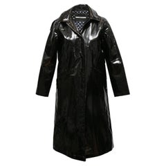 Black Janepost Vinyl Hooded Raincoat Size US XS