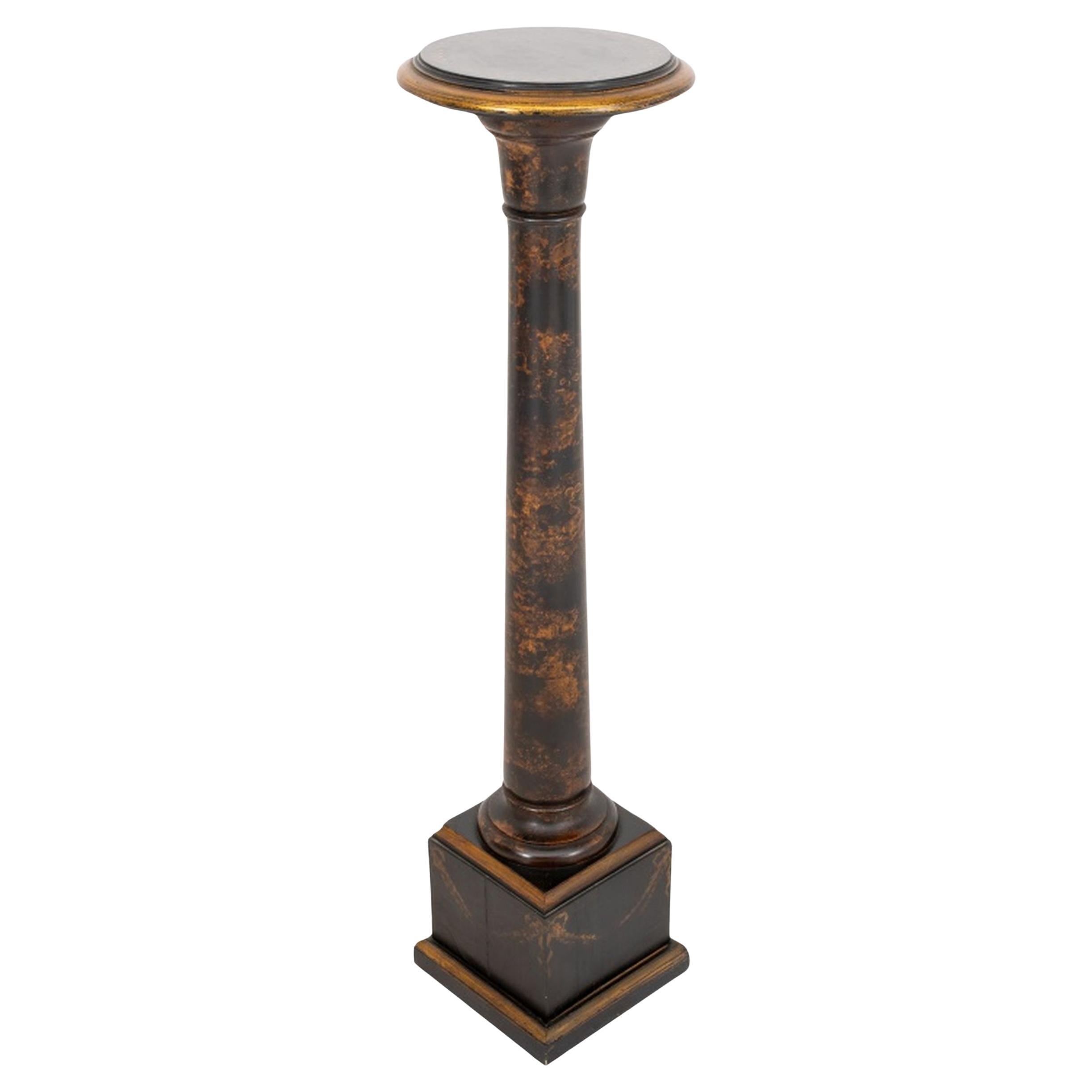 Black Japanned and Parcel Gilt Pedestal For Sale